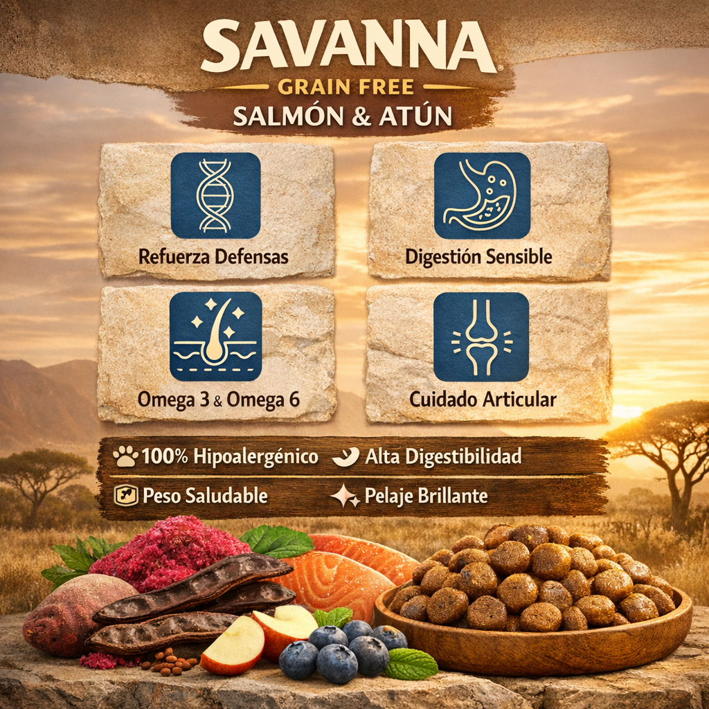 Pienso Grain Free de Salmón y Atún Savanna (Hipoalergénico)