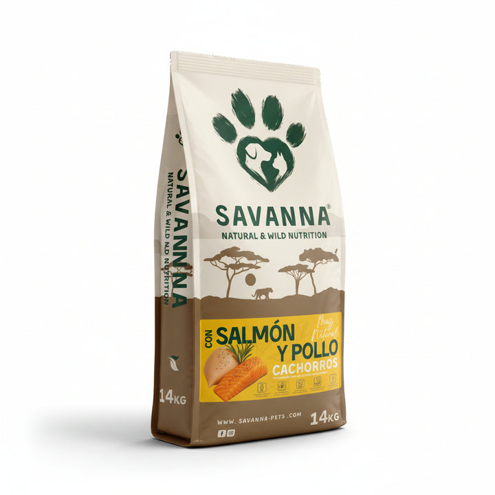 Pienso de Cachorros con Salmón, Pollo y Arroz Savanna